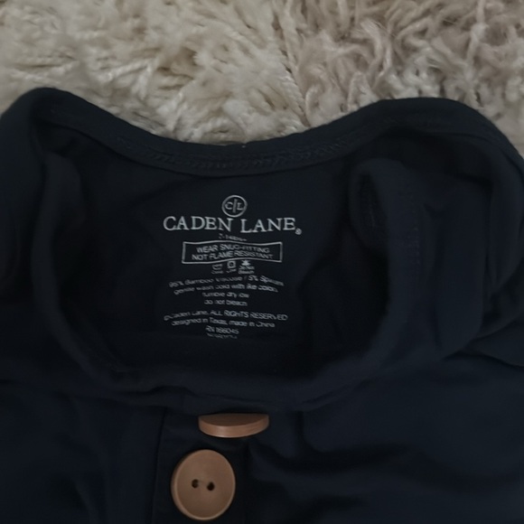 Caden Lane Dark Navy Blue Newborn Gown and Hat - Picture 4 of 6